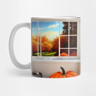 Rising Sunrise But It's Fall Pumpkin Season Library Books Bookish Person Mug